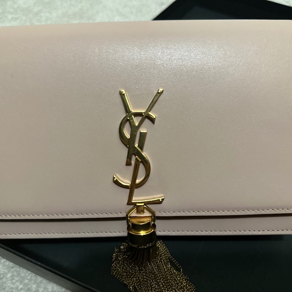 Saint Laurent Classic Monogram Kate YSL Small Tassel Pale Pink Leather 452159 - Picture 1 of 10